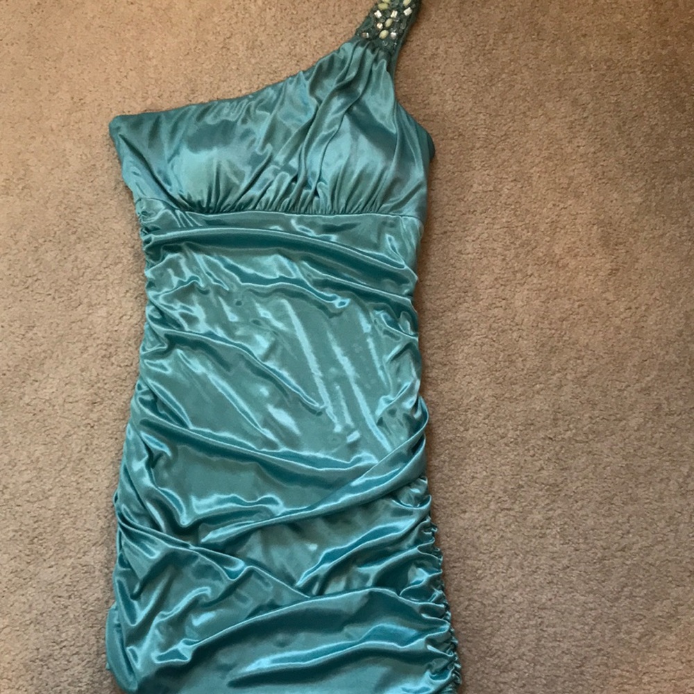 Light Blue, one-shoulder, formal dress